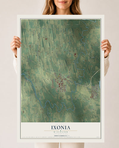 Map of Ixonia, Wisconsin, 24 x 36 inch unframed archival matte print