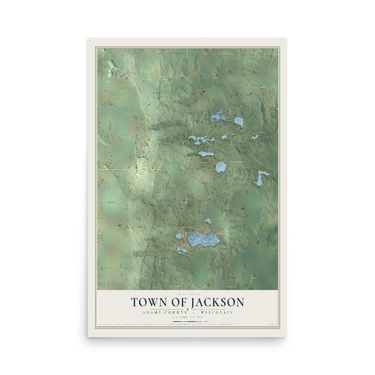 Map of the Town of Jackson, Adams County, Wisconsin, 12 x 18 inch unframed archival matte print