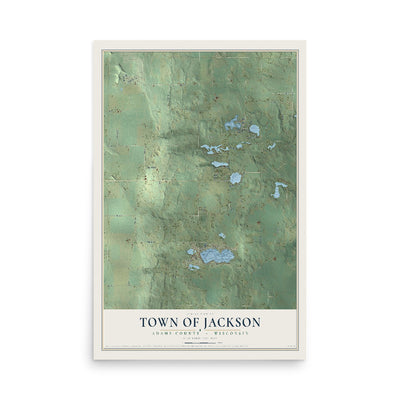 Map of the Town of Jackson, Adams County, Wisconsin, 12 x 18 inch unframed archival matte print