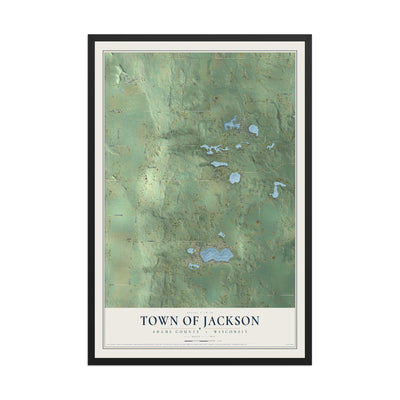 Map of the Town of Jackson, Adams County, Wisconsin, 12 x 18 inch print in a black wood frame