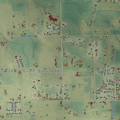 Second close-up of the map of the Town of Jackson, Washington County, Wisconsin print showing more streets and buildings
