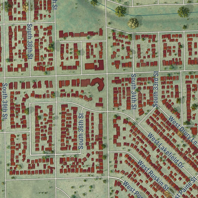 Close-up of the map of Jackson Park, Wisconsin print showing street and building detail