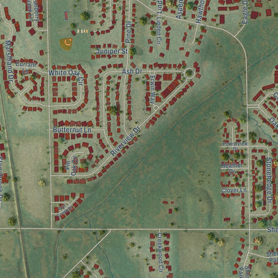 Second close-up of the map of Jackson, Wisconsin print showing more streets and buildings