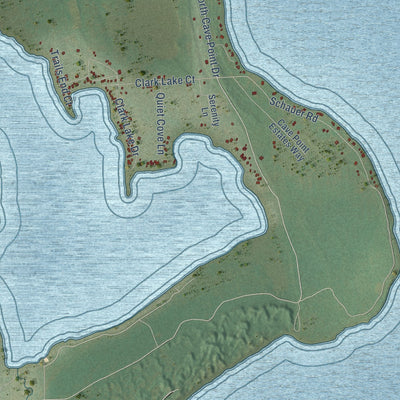 Close-up of the map of Jacksonport, Wisconsin print showing street and building detail