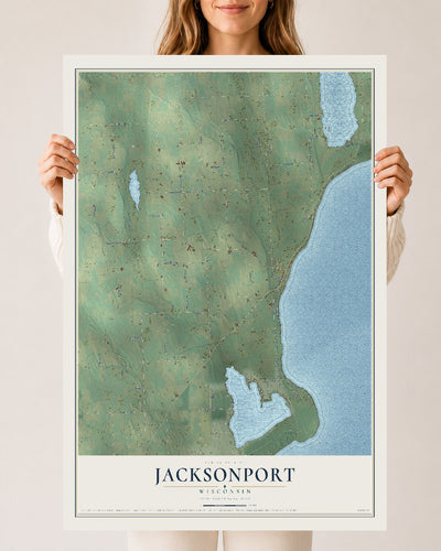 Map of Jacksonport, Wisconsin, 24 x 36 inch unframed archival matte print