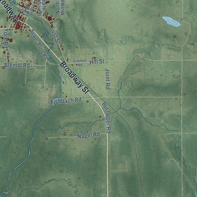 Second close-up of the map of Jacobs, Wisconsin print showing more streets and buildings