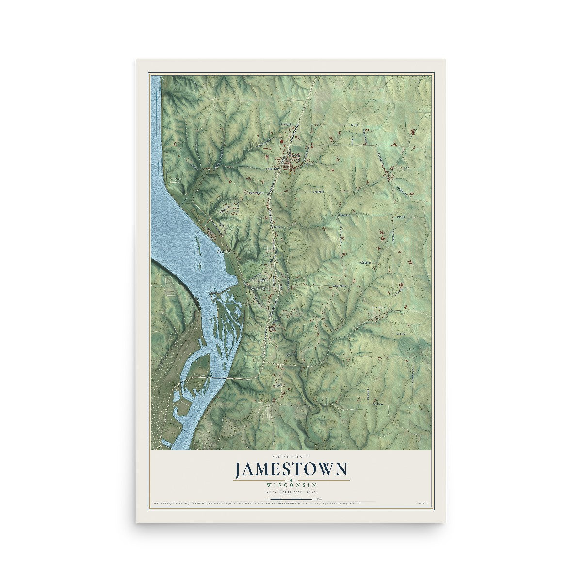 Map of Jamestown, Wisconsin, 12 x 18 inch unframed archival matte print