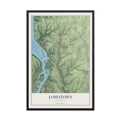 Map of Jamestown, Wisconsin, 12 x 18 inch print in a black wood frame