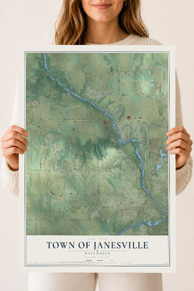 Map of the Town of Janesville, Wisconsin, 18 x 24 inch unframed archival matte print