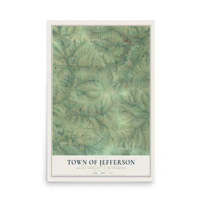 Map of the Town of Jefferson, Green County, Wisconsin, 12 x 18 inch unframed archival matte print