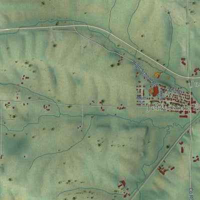 Second close-up of the map of the Town of Jefferson, Green County, Wisconsin print showing more streets and buildings