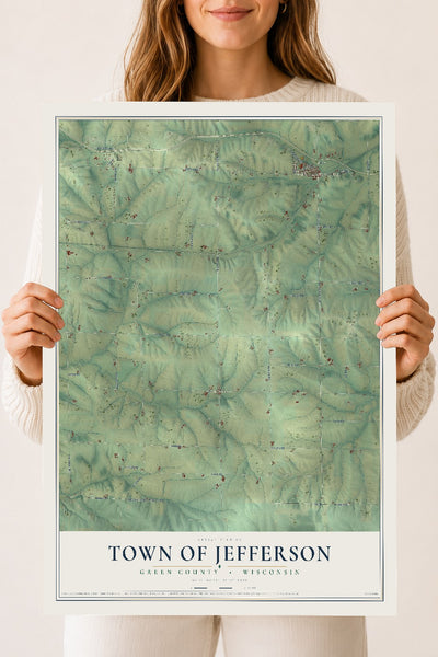 Map of the Town of Jefferson, Green County, Wisconsin, 18 x 24 inch unframed archival matte print