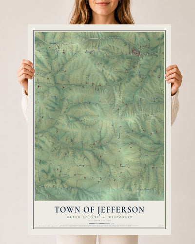 Map of the Town of Jefferson, Green County, Wisconsin, 24 x 36 inch unframed archival matte print