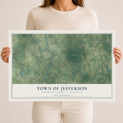 Map of the Town of Jefferson, Jefferson County, Wisconsin, 12 x 18 inch unframed archival matte print