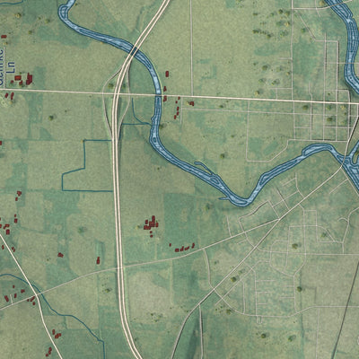 Close-up of the map of the Town of Jefferson, Jefferson County, Wisconsin print showing street and building detail