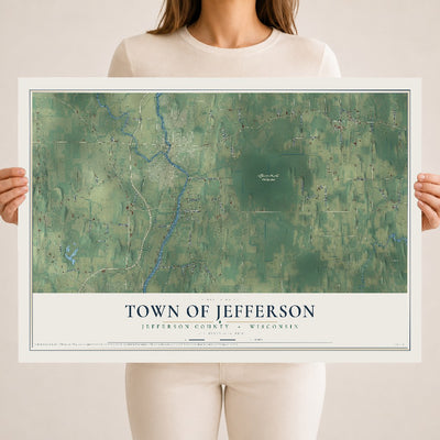 Map of the Town of Jefferson, Jefferson County, Wisconsin, 18 x 24 inch unframed archival matte print