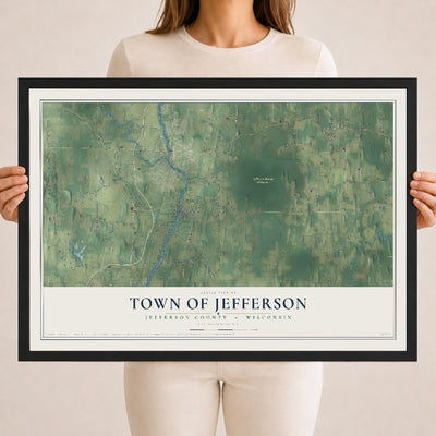 Map of the Town of Jefferson, Jefferson County, Wisconsin, 18 x 24 inch print in a black wood frame