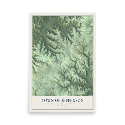 Map of the Town of Jefferson, Monroe County, Wisconsin, 12 x 18 inch unframed archival matte print