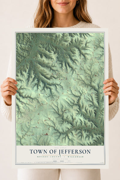 Map of the Town of Jefferson, Monroe County, Wisconsin, 18 x 24 inch unframed archival matte print
