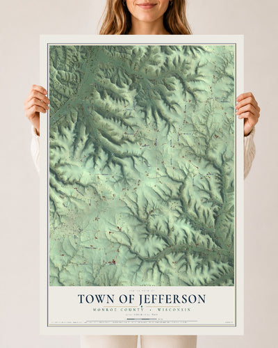 Map of the Town of Jefferson, Monroe County, Wisconsin, 24 x 36 inch unframed archival matte print