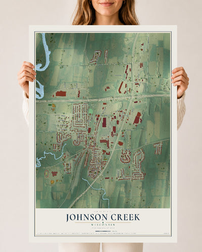 Map of Johnson Creek, Wisconsin, 24 x 36 inch unframed archival matte print