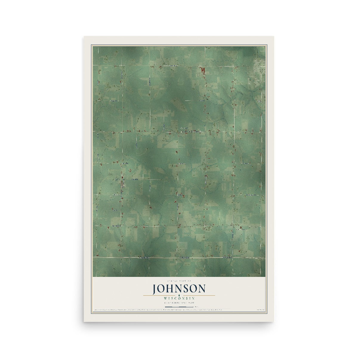 Map of Johnson, Wisconsin, 12 x 18 inch unframed archival matte print