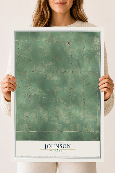 Map of Johnson, Wisconsin, 18 x 24 inch unframed archival matte print