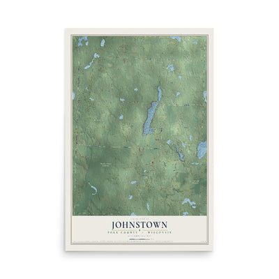Map of Johnstown, Polk County, Wisconsin, 12 x 18 inch unframed archival matte print
