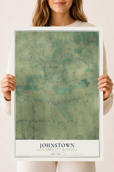 Map of Johnstown, Rock County, Wisconsin, 18 x 24 inch unframed archival matte print