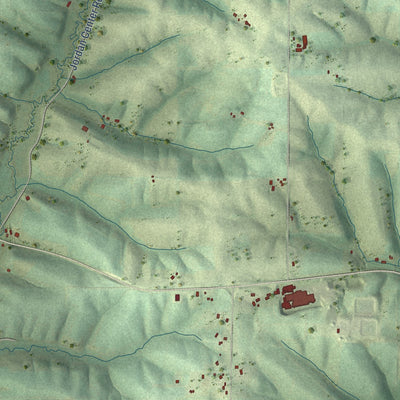 Second close-up of the map of Jordan, Wisconsin print showing more streets and buildings