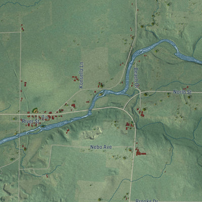Close-up of the map of Jump River, Wisconsin print showing street and building detail