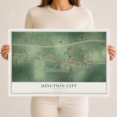 Map of Junction City, Wisconsin, 12 x 18 inch unframed archival matte print