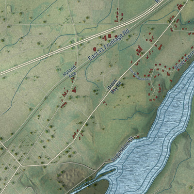 Close-up of the map of the Town of Kaukauna, Wisconsin print showing street and building detail