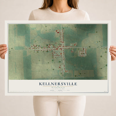 Map of Kellnersville, Wisconsin, 18 x 24 inch unframed archival matte print