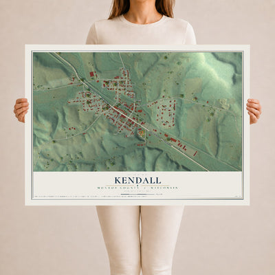Map of Kendall, Monroe County, Wisconsin, 24 x 36 inch unframed archival matte print