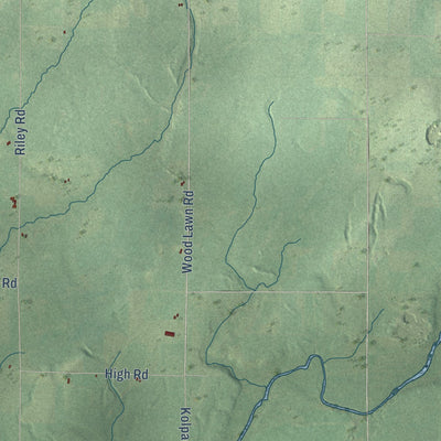 Second close-up of the map of the Town of Kennan, Wisconsin print showing more streets and buildings