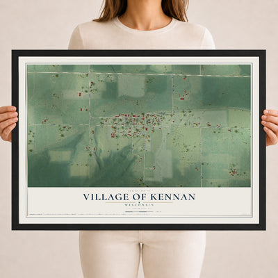 Map of Kennan, Wisconsin, 18 x 24 inch print in a black wood frame