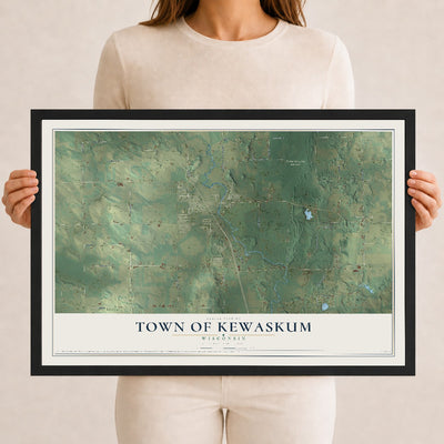 Map of the Town of Kewaskum, Wisconsin, 12 x 18 inch print in a black wood frame