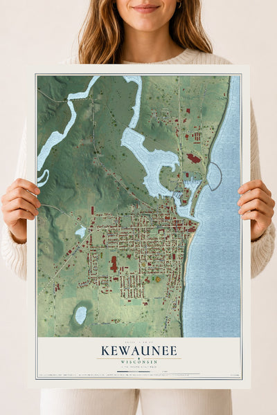 Map of Kewaunee, Wisconsin, 18 x 24 inch unframed archival matte print
