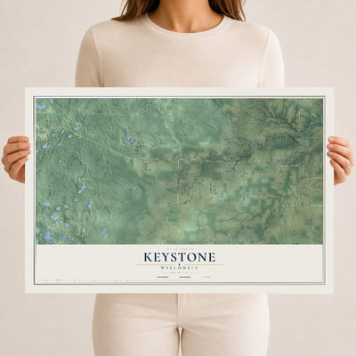 Map of Keystone, Wisconsin, 12 x 18 inch unframed archival matte print