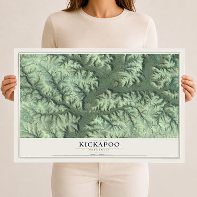 Map of Kickapoo, Wisconsin, 12 x 18 inch unframed archival matte print