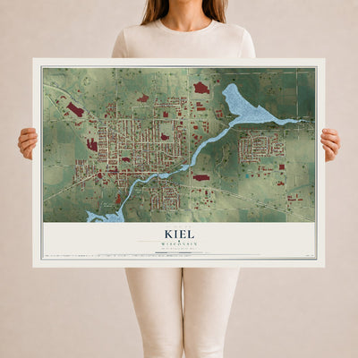 Map of Kiel, Wisconsin, 24 x 36 inch unframed archival matte print