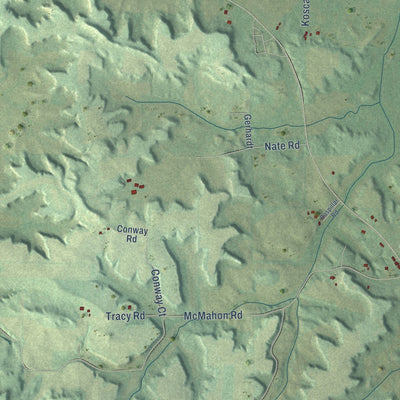 Close-up of the map of Kildare, Wisconsin print showing street and building detail