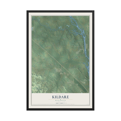 Map of Kildare, Wisconsin, 12 x 18 inch print in a black wood frame