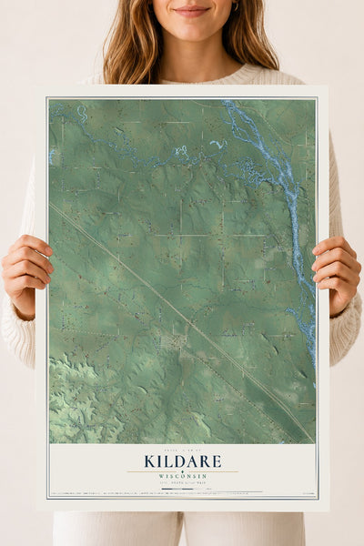 Map of Kildare, Wisconsin, 18 x 24 inch unframed archival matte print