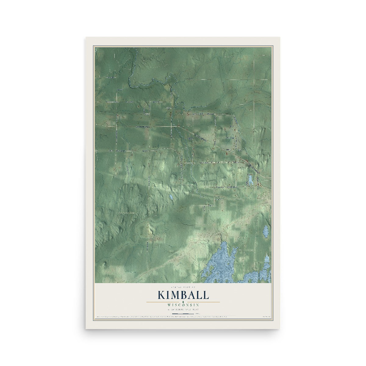 Map of Kimball, Wisconsin, 12 x 18 inch unframed archival matte print