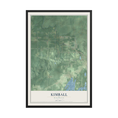 Map of Kimball, Wisconsin, 12 x 18 inch print in a black wood frame