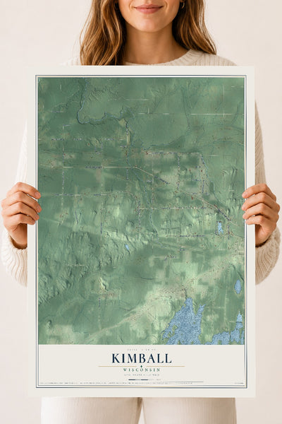 Map of Kimball, Wisconsin, 18 x 24 inch unframed archival matte print