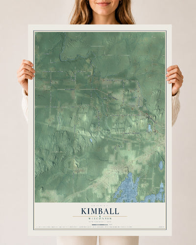 Map of Kimball, Wisconsin, 24 x 36 inch unframed archival matte print