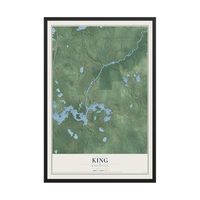 Map of King, Wisconsin, 12 x 18 inch print in a black wood frame